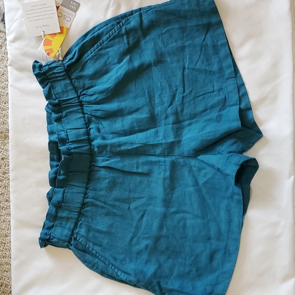 NWT C&C CALIFORNIA 100% LINEN SHORTS - MEDIUM - TEAL - Picture 6 of 9